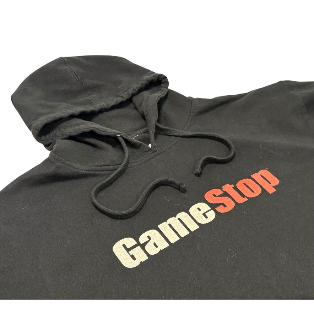 Gamestop Hoodie Mens 2XL Black Rocket To The Moon Gamer Pullover